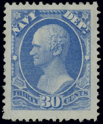 US Stamps Prices Scott Cat. #O44: 1873 30c Navy Official. Matthew Bennett International, Jun 2008, Sale 328, Lot 1227