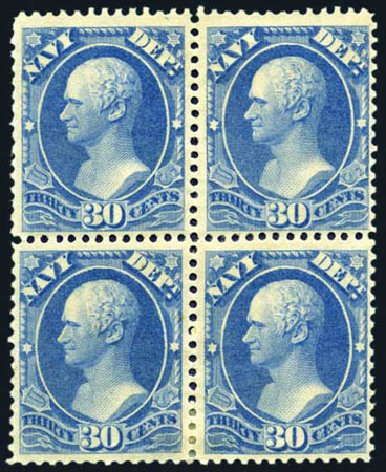 US Stamp Value Scott O44: 1873 30c Navy Official. Harmer-Schau Auction Galleries, Aug 2011, Sale 90, Lot 1728