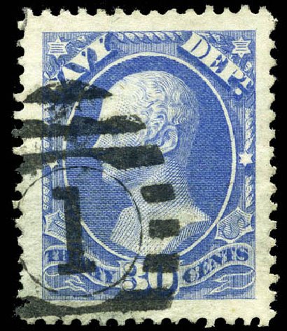 US Stamps Price Scott Catalogue O44 - 1873 30c Navy Official. Matthew Bennett International, Sep 2011, Sale 338, Lot 2050