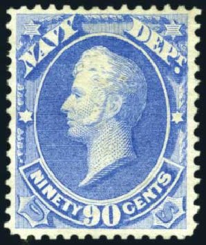 Costs of US Stamp Scott Catalog #O45 - 1873 90c Navy Official. Harmer-Schau Auction Galleries, Jun 2008, Sale 78, Lot 1747