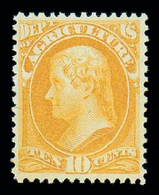 Price of US Stamps Scott # O5 - 1873 10c Agriculture Official. Matthew Bennett International, Oct 2007, Sale 320, Lot 629