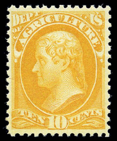 US Stamps Price Scott Catalogue O5 - 1873 10c Agriculture Official. Matthew Bennett International, Sep 2010, Sale 331, Lot 951