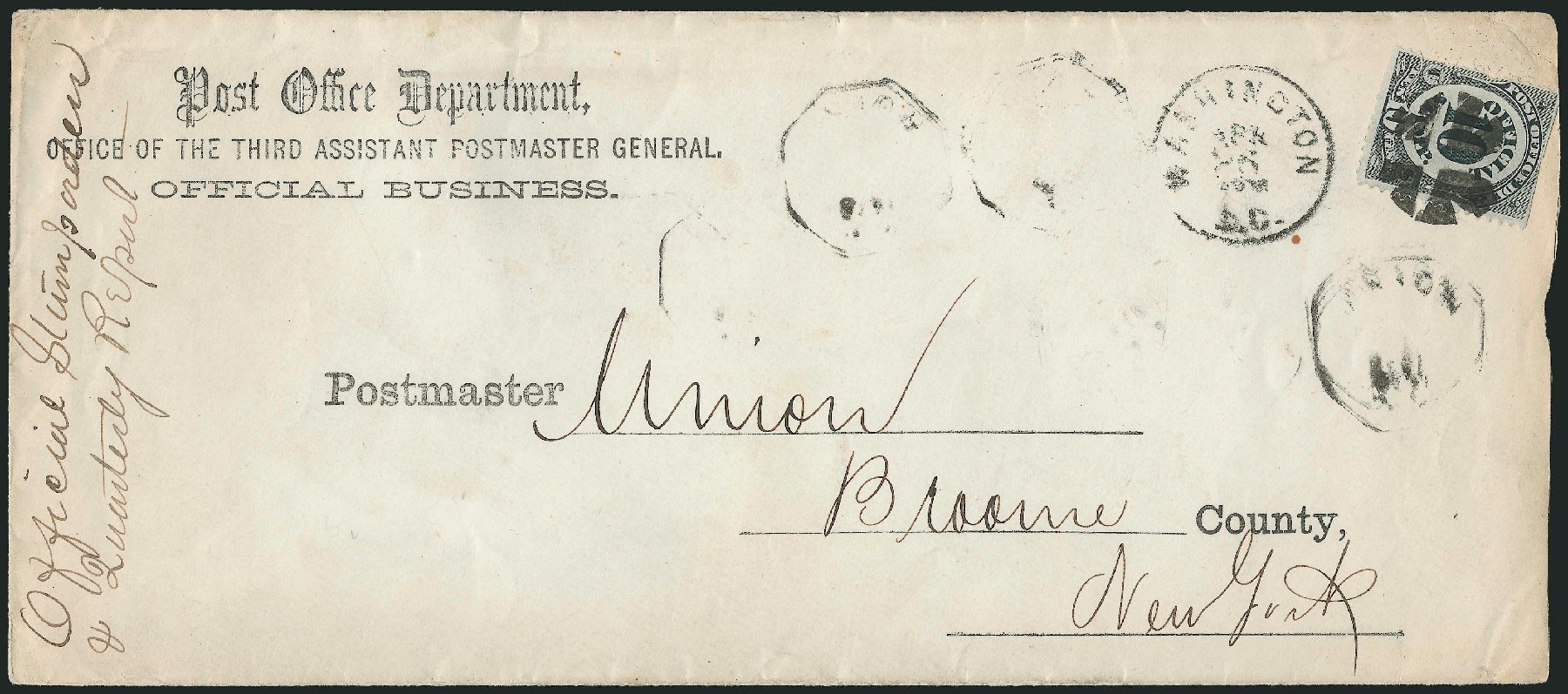US Stamps Values Scott Cat. #O51: 1873 10c Post Office Official. Robert Siegel Auction Galleries, Nov 2014, Sale 1085, Lot 4085
