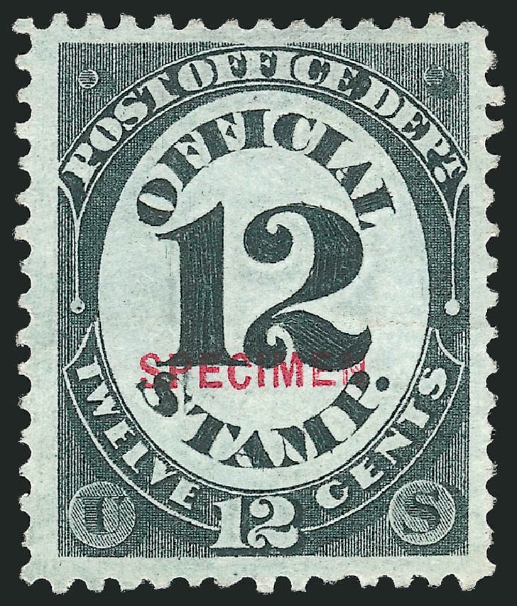 US Stamp Values Scott Catalog #O52 - 1873 12c Post Office Official. Robert Siegel Auction Galleries, Mar 2015, Sale 1095, Lot 591