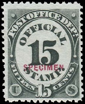 Costs of US Stamps Scott Catalog O53: 15c 1873 Post Office Official. Regency-Superior, Nov 2014, Sale 108, Lot 1224