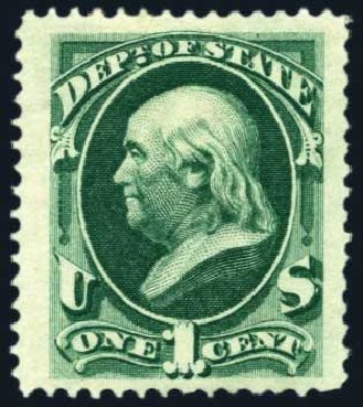 US Stamp Prices Scott Cat. O57: 1873 1c State Official. Harmer-Schau Auction Galleries, Aug 2011, Sale 90, Lot 1737