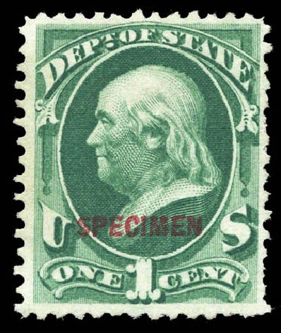 Values of US Stamp Scott Catalog # O57 - 1c 1873 State Official. Matthew Bennett International, Mar 2011, Sale 336, Lot 1411