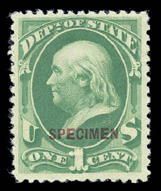Prices of US Stamps Scott Catalog O57 - 1873 1c State Official. Matthew Bennett International, Sep 2010, Sale 333, Lot 4012
