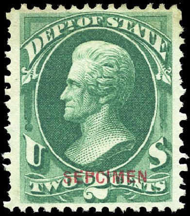US Stamp Price Scott Catalog O58 - 1873 2c State Official. Matthew Bennett International, Sep 2011, Sale 338, Lot 2057