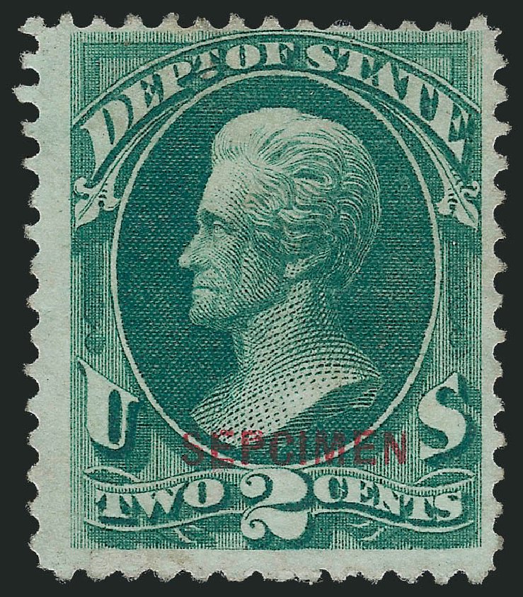 US Stamps Value Scott Catalog # O58: 2c 1873 State Official. Robert Siegel Auction Galleries, Oct 2010, Sale 997, Lot 6296