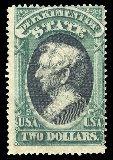 US Stamps Values Scott Cat. #O68: 1873 US$2.00 State Official. Cherrystone Auctions, Jan 2009, Sale 200901, Lot 277