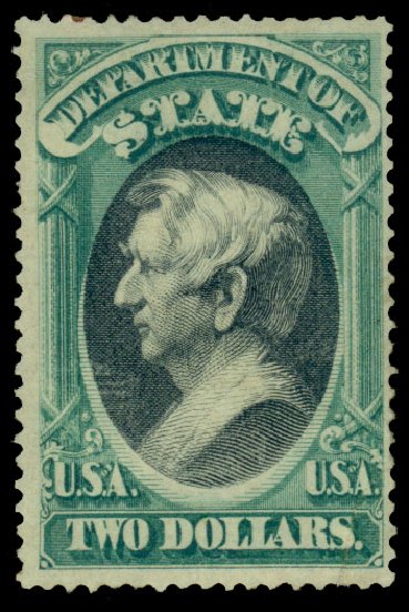 Values of US Stamps Scott # O68: US$2.00 1873 State Official. Daniel Kelleher Auctions, Dec 2013, Sale 640, Lot 618
