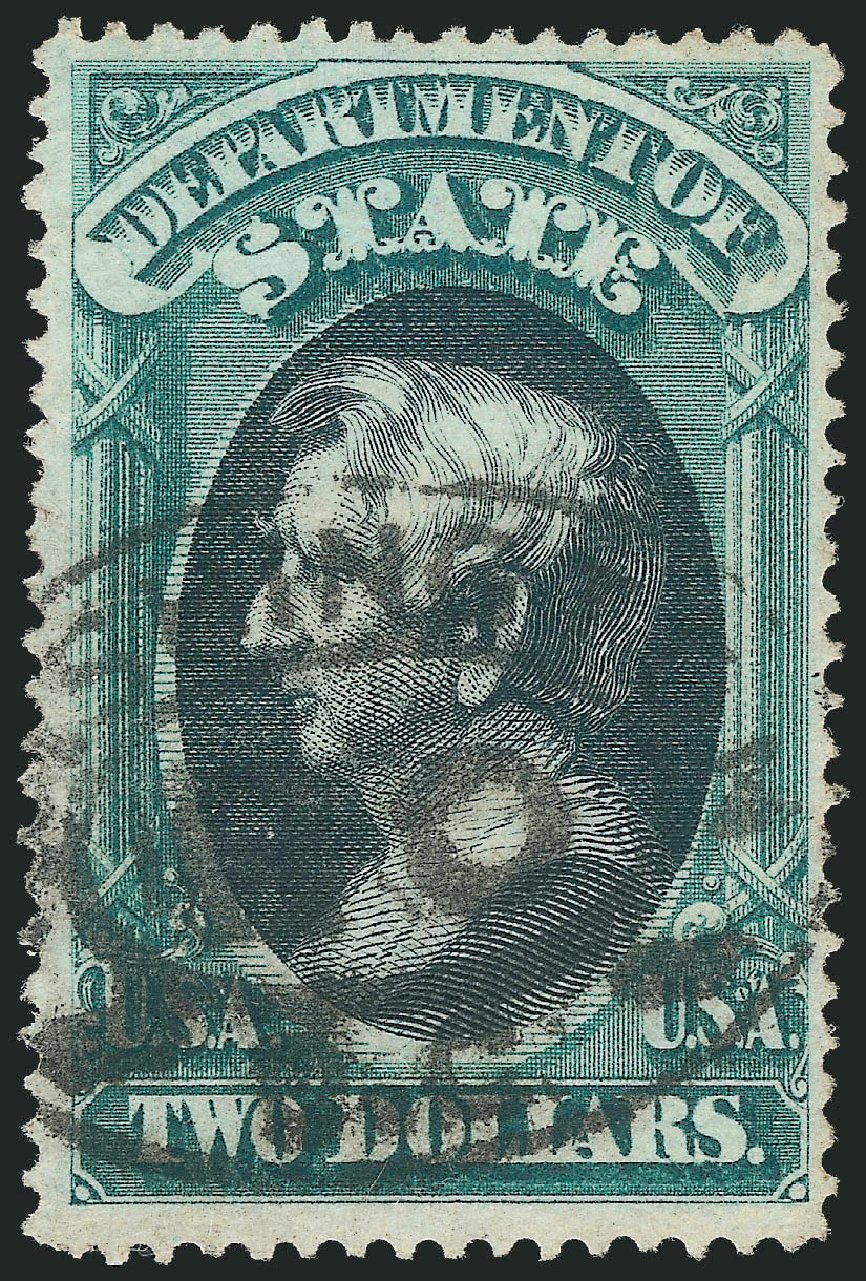 Values of US Stamps Scott # O68 - US$2.00 1873 State Official. Robert Siegel Auction Galleries, Mar 2013, Sale 1040, Lot 2159