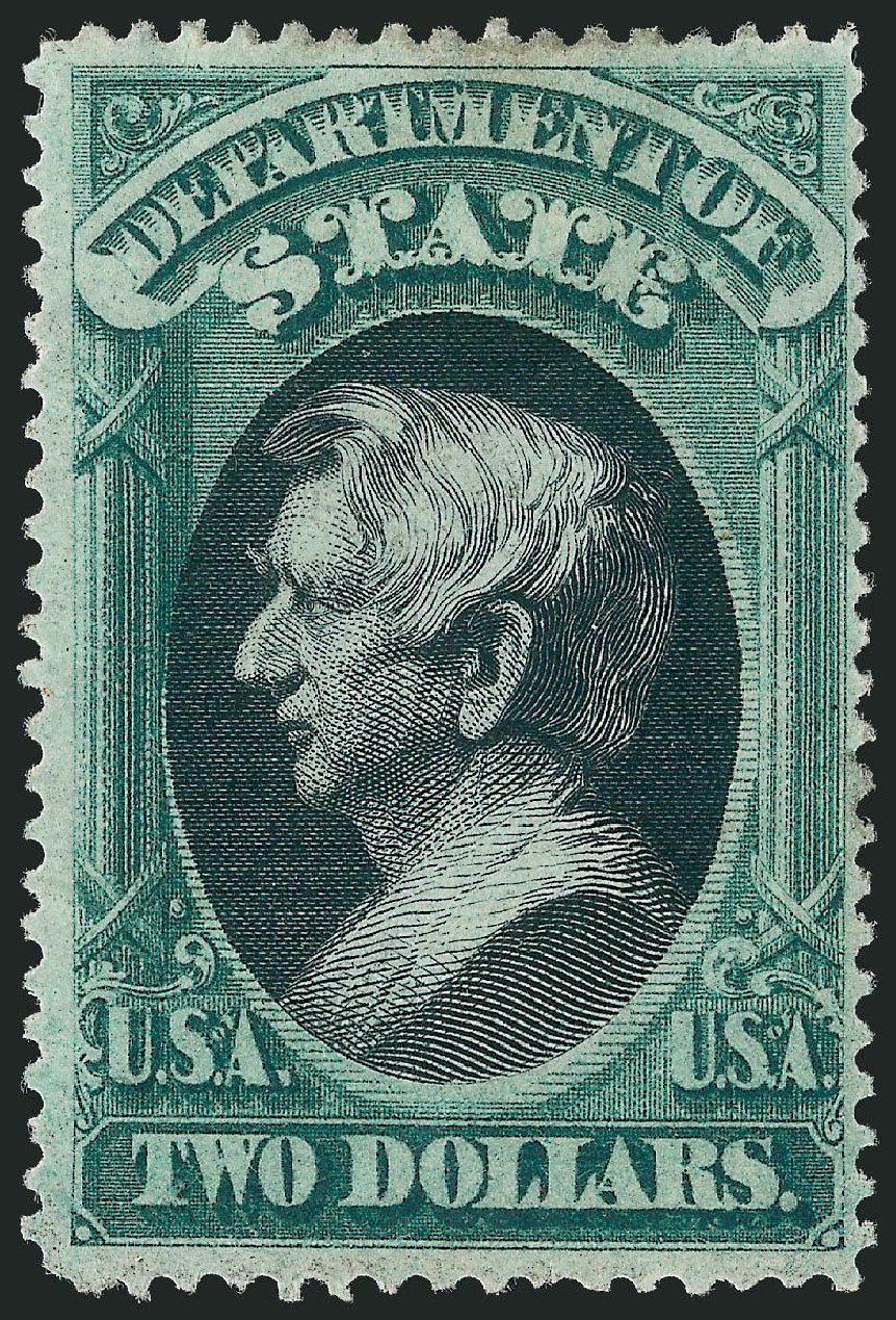 US Stamp Prices Scott Catalog O68: US$2.00 1873 State Official. Robert Siegel Auction Galleries, Nov 2013, Sale 1061, Lot 4171