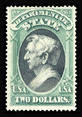 US Stamps Values Scott Catalog #O68: 1873 US$2.00 State Official. Cherrystone Auctions, Mar 2013, Sale 201303, Lot 146