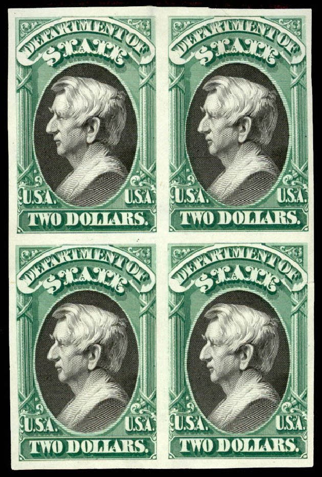 Values of US Stamp Scott Catalogue # O68 - US$2.00 1873 State Official. Daniel Kelleher Auctions, Apr 2013, Sale 636, Lot 596