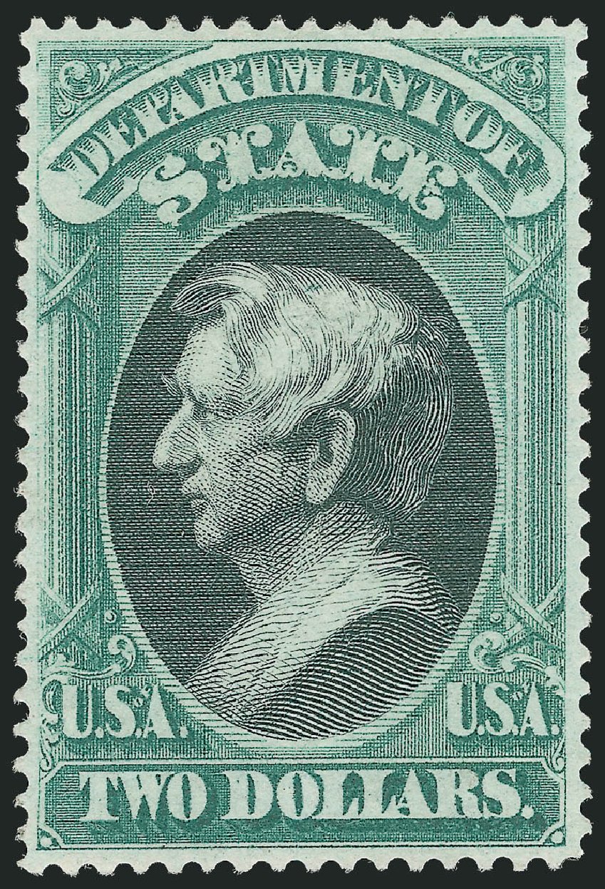 Values of US Stamp Scott Cat. # O68: US$2.00 1873 State Official. Robert Siegel Auction Galleries, Oct 2010, Sale 997, Lot 6276