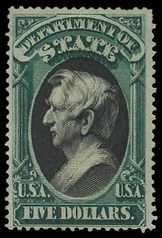 US Stamp Price Scott Catalog #O69 - 1873 US$5.00 State Official. Daniel Kelleher Auctions, Jul 2011, Sale 625, Lot 1167