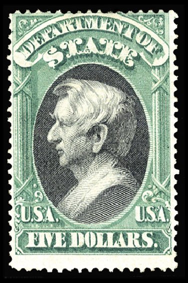 Cost of US Stamps Scott Catalog # O69 - 1873 US$5.00 State Official. Cherrystone Auctions, Sep 2011, Sale 201109, Lot 7059