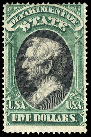 Costs of US Stamp Scott Catalogue #O69 - US$5.00 1873 State Official. Cherrystone Auctions, Jul 2009, Sale 200907, Lot 180