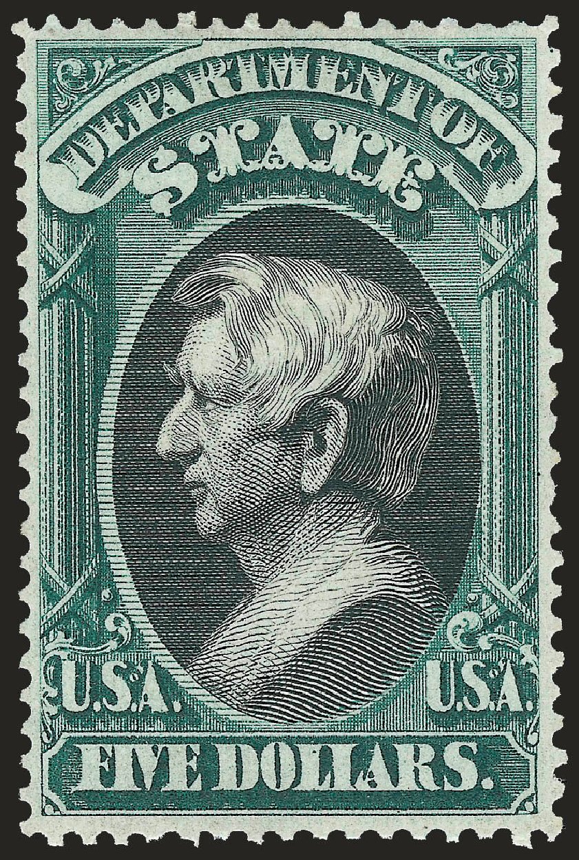 Cost of US Stamps Scott Catalog O69: 1873 US$5.00 State Official. Robert Siegel Auction Galleries, Jun 2009, Sale 975, Lot 2235