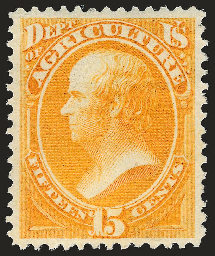 Costs of US Stamp Scott O7 - 15c 1873 Agriculture Official. Robert Siegel Auction Galleries, Jun 2010, Sale 992, Lot 2627