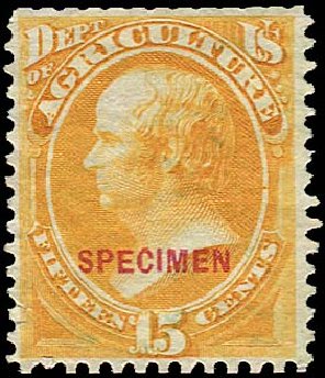 Prices of US Stamp Scott Cat. # O7: 1873 15c Agriculture Official. Regency-Superior, Jan 2015, Sale 109, Lot 1540