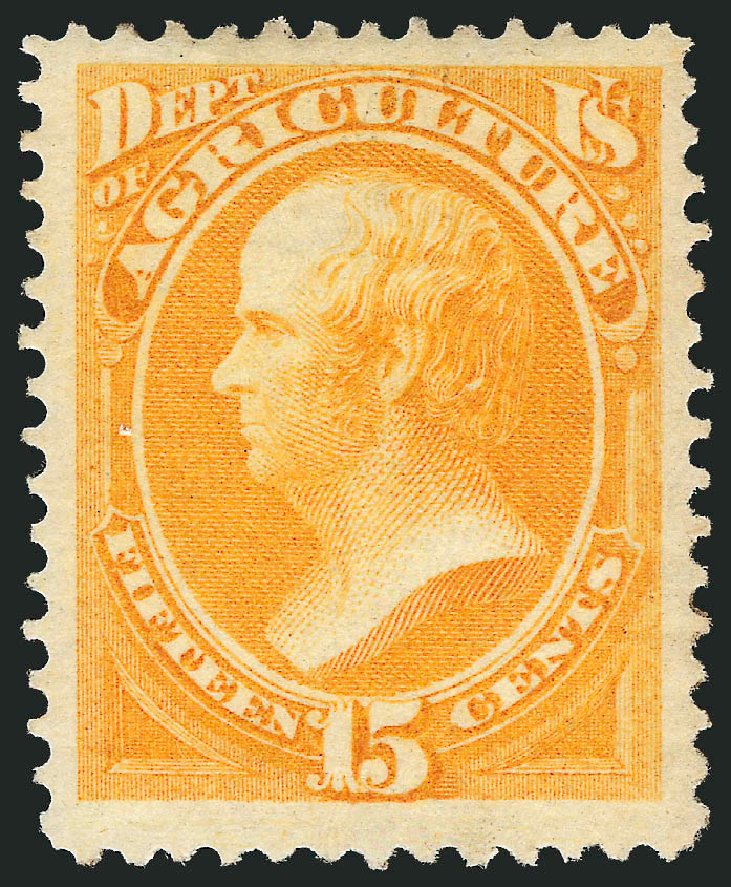 Value of US Stamp Scott Catalogue O7 - 15c 1873 Agriculture Official. Robert Siegel Auction Galleries, Jun 2012, Sale 1026, Lot 1541