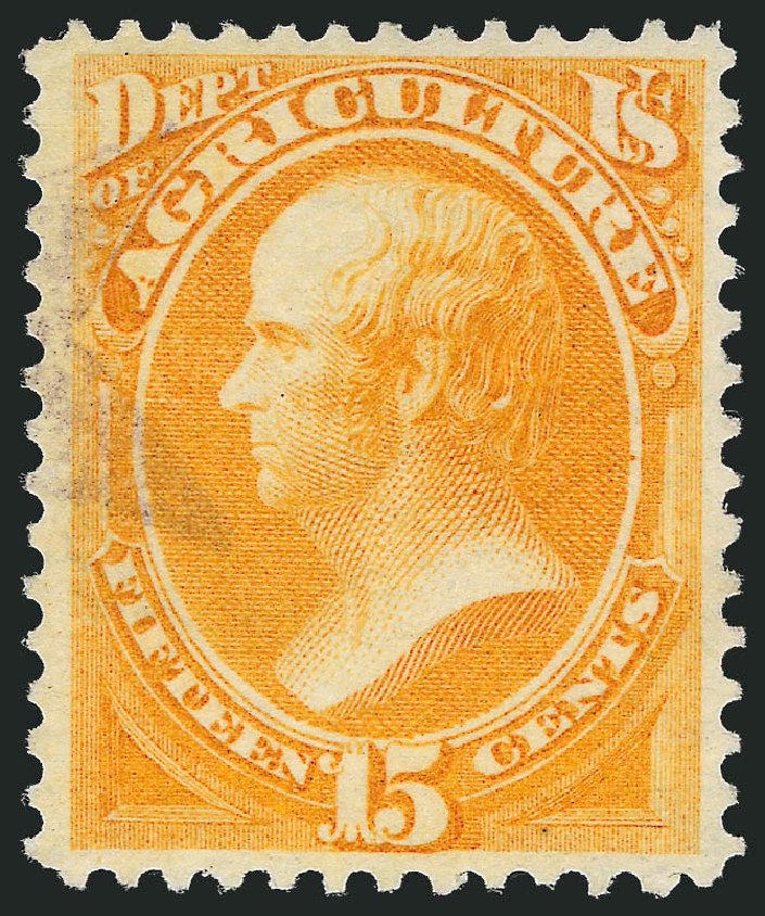Price of US Stamp Scott Catalog O7: 15c 1873 Agriculture Official. Robert Siegel Auction Galleries, Oct 2012, Sale 1032, Lot 3645