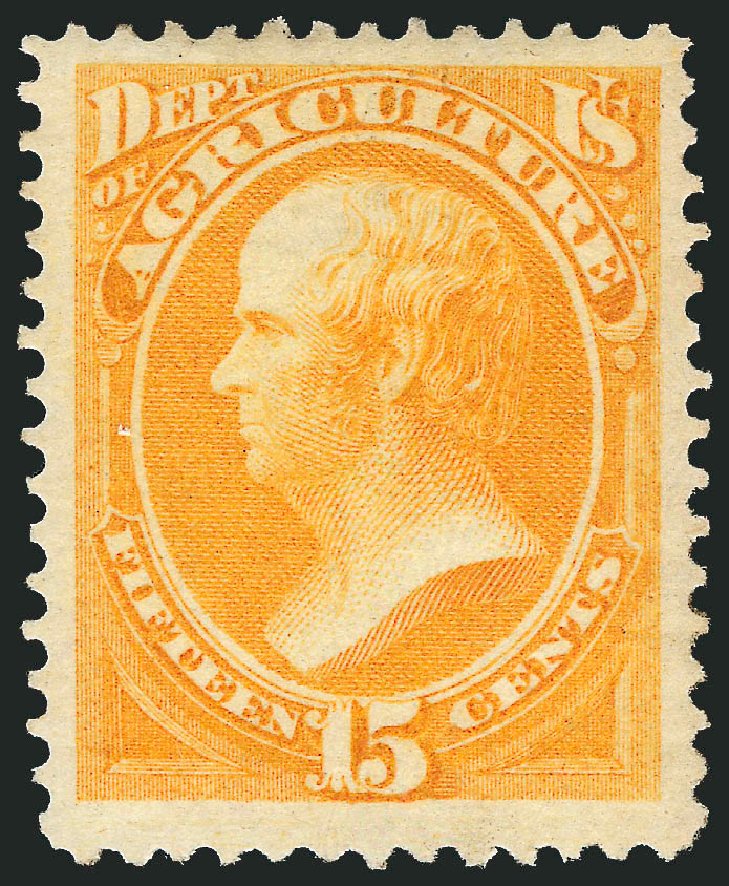Costs of US Stamps Scott Cat. # O7: 15c 1873 Agriculture Official. Robert Siegel Auction Galleries, Nov 2014, Sale 1085, Lot 4015