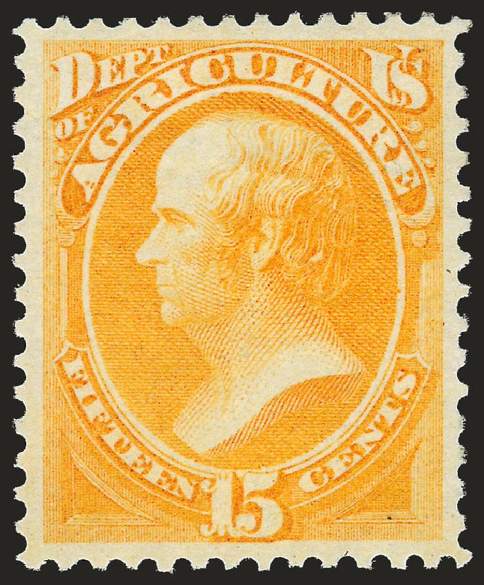 Cost of US Stamps Scott Catalogue # O7 - 15c 1873 Agriculture Official. Robert Siegel Auction Galleries, Jun 2009, Sale 975, Lot 2225