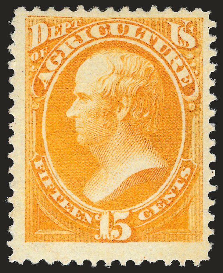 Prices of US Stamps Scott Catalog O7: 1873 15c Agriculture Official. Robert Siegel Auction Galleries, Apr 2010, Sale 984, Lot 1152