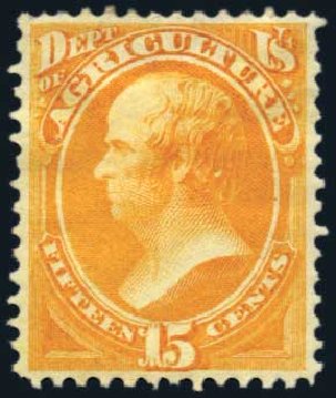 Costs of US Stamp Scott O7: 15c 1873 Agriculture Official. Harmer-Schau Auction Galleries, Aug 2011, Sale 90, Lot 1703