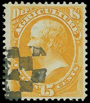 US Stamps Value Scott Catalog #O7 - 1873 15c Agriculture Official. H.R. Harmer, Jun 2015, Sale 3007, Lot 3483