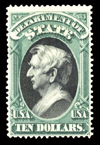 Costs of US Stamps Scott Cat. # O70 - 1873 US$10.00 State Official. Cherrystone Auctions, Jun 2014, Sale 201406, Lot 127