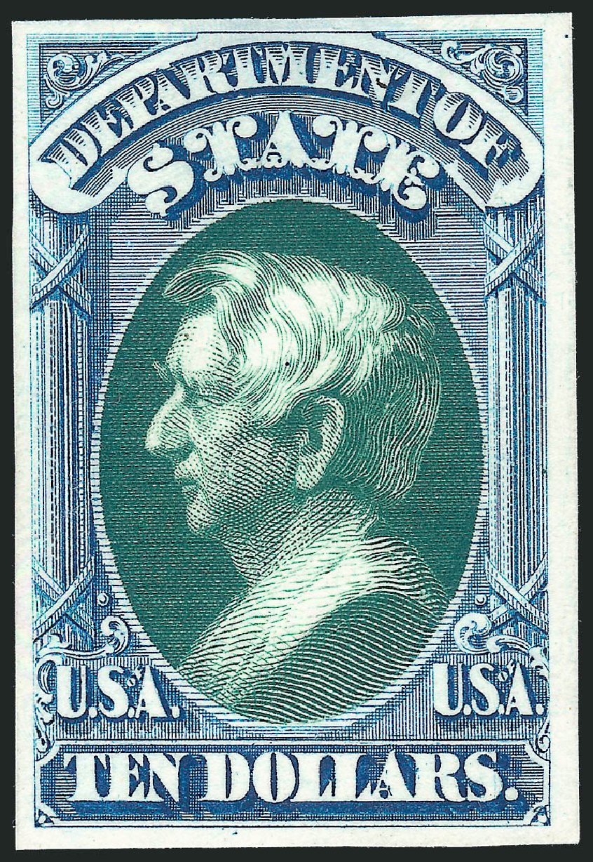 Cost of US Stamps Scott Catalog O70: US$10.00 1873 State Official. Robert Siegel Auction Galleries, Oct 2014, Sale 1082, Lot 258