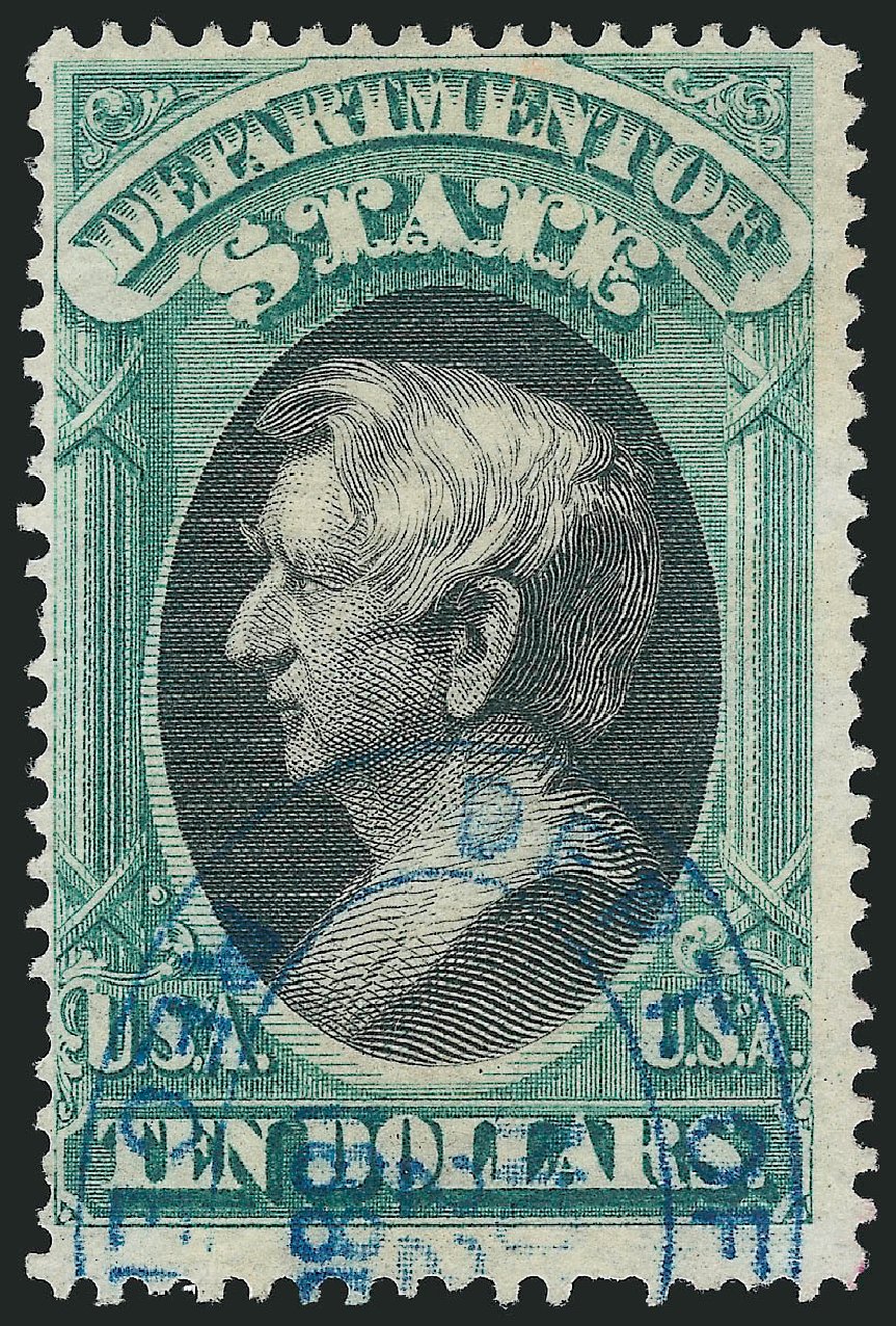 US Stamp Values Scott Catalogue #O70 - 1873 US$10.00 State Official. Robert Siegel Auction Galleries, Dec 2013, Sale 1062, Lot 844