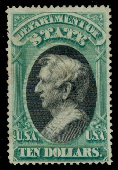 US Stamp Price Scott Catalogue #O70: US$10.00 1873 State Official. Daniel Kelleher Auctions, Sep 2013, Sale 639, Lot 475