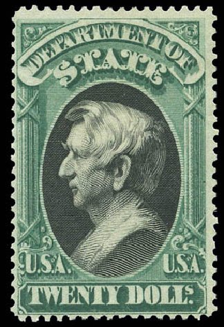US Stamp Value Scott Cat. O71 - US$20.00 1873 State Official. Matthew Bennett International, Sep 2010, Sale 333, Lot 3997