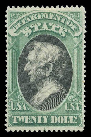 Cost of US Stamp Scott Cat. #O71: 1873 US$20.00 State Official. Matthew Bennett International, Sep 2010, Sale 331, Lot 958