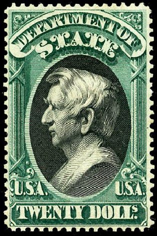Value of US Stamps Scott Cat. O71 - 1873 US$20.00 State Official. Matthew Bennett International, May 2008, Sale 327, Lot 299