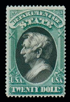 US Stamps Prices Scott Catalog #O71: 1873 US$20.00 State Official. Matthew Bennett International, Jun 2007, Sale 319, Lot 1691