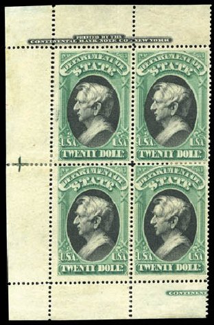 Values of US Stamps Scott Catalogue #O71 - 1873 US$20.00 State Official. Matthew Bennett International, Mar 2011, Sale 336, Lot 1415