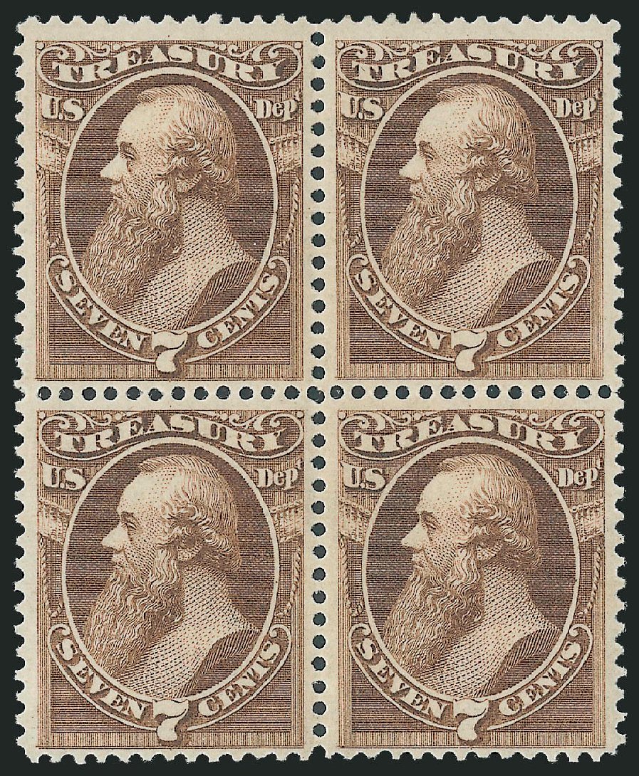 Values of US Stamp Scott Catalog O76 - 7c 1873 Treasury Official. Robert Siegel Auction Galleries, Mar 2011, Sale 1007, Lot 3044