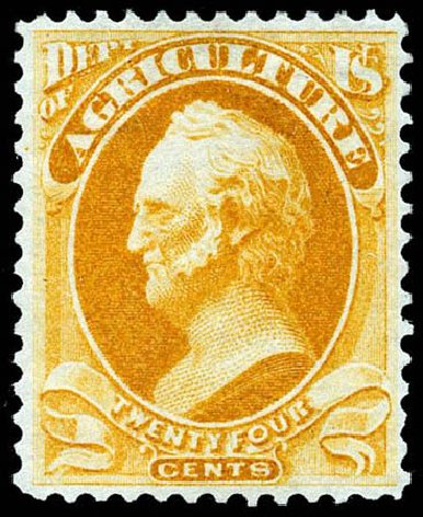 US Stamps Values Scott Cat. #O8 - 24c 1873 Agriculture Official. Matthew Bennett International, Apr 2008, Sale 326, Lot 674