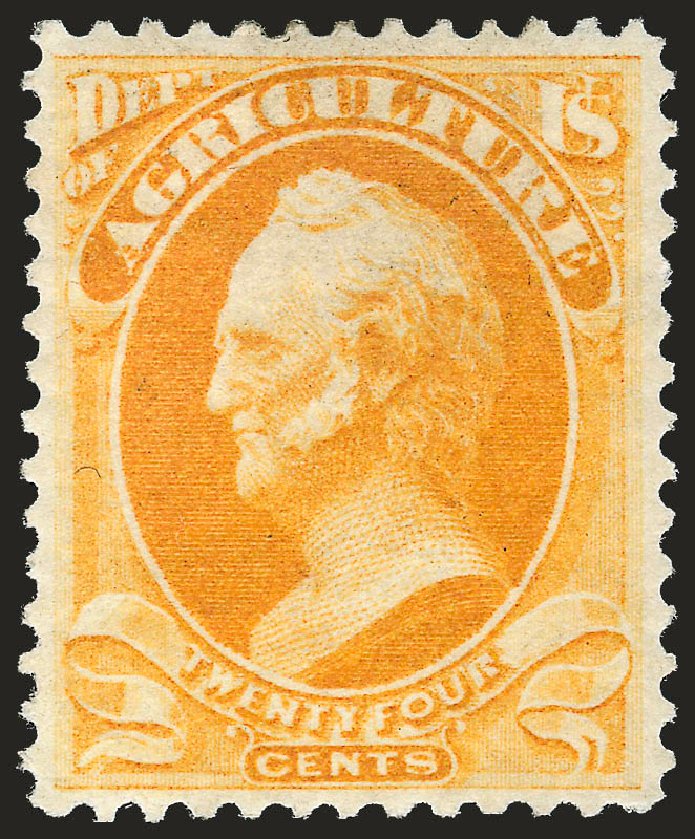 US Stamp Value Scott Catalog O8 - 24c 1873 Agriculture Official. Robert Siegel Auction Galleries, Jun 2009, Sale 975, Lot 2226