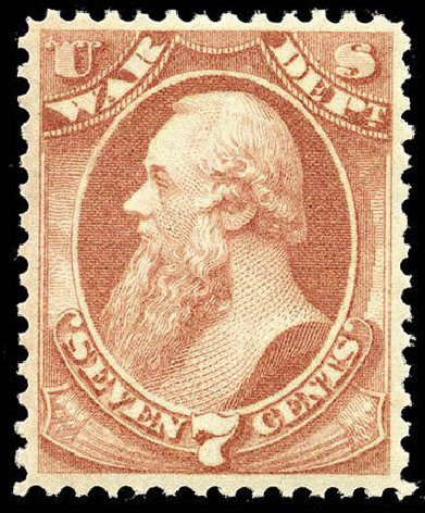 Costs of US Stamp Scott O87 - 7c 1873 War Official. Matthew Bennett International, Apr 2008, Sale 326, Lot 700