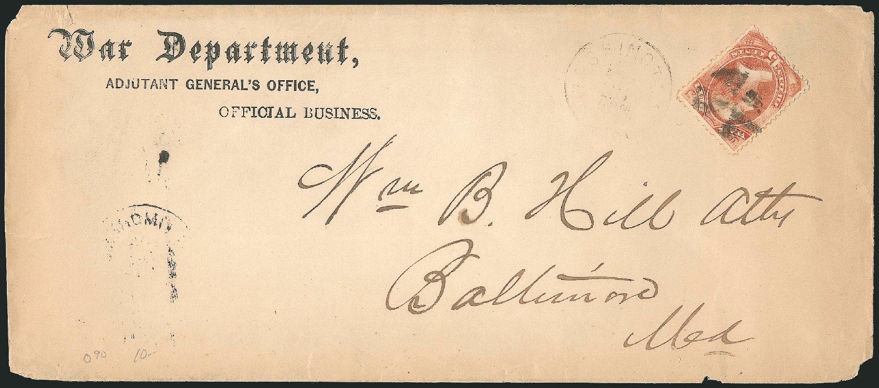 Costs of US Stamps Scott Catalogue O90 - 1873 15c War Official. Robert Siegel Auction Galleries, Dec 2010, Sale 1003, Lot 5520