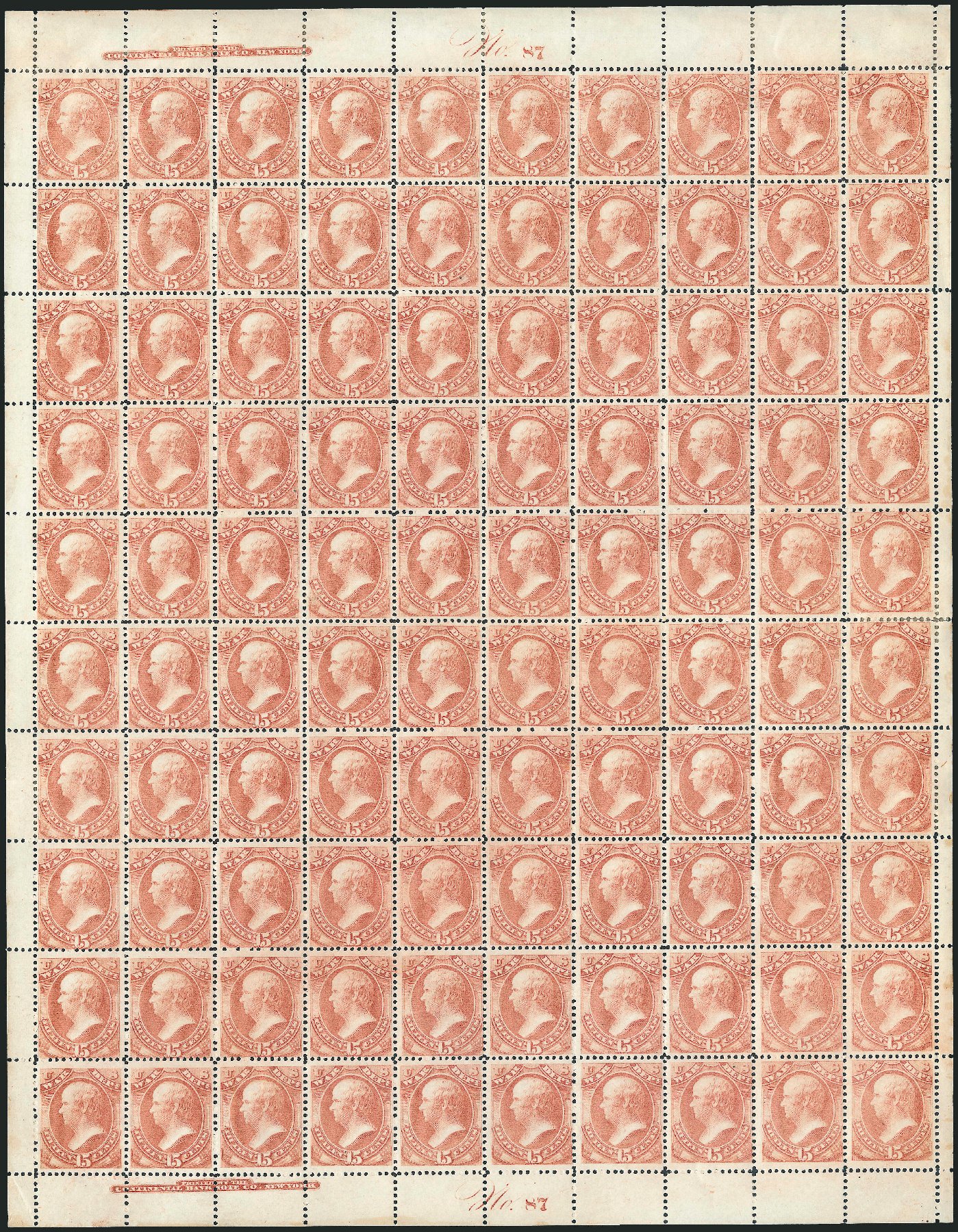 Values of US Stamps Scott Cat. # O90: 15c 1873 War Official. Robert Siegel Auction Galleries, Dec 2010, Sale 1003, Lot 5455