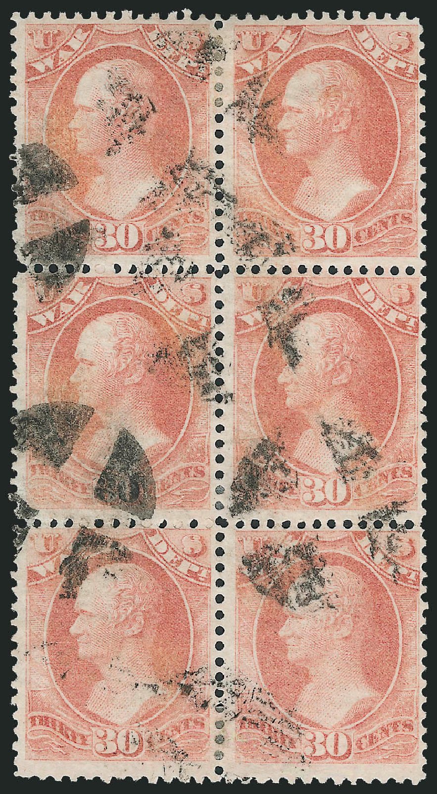 US Stamps Value Scott Catalog #O92 - 30c 1873 War Official. Robert Siegel Auction Galleries, Dec 2010, Sale 1003, Lot 5481